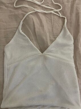 Subdued White Sparkly Tie up top